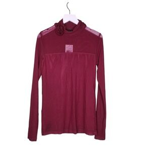 Oak & Trellis Top Mesh Long Sleeve Flower Burgundy Romantic Feminine‎ Whimsigoth